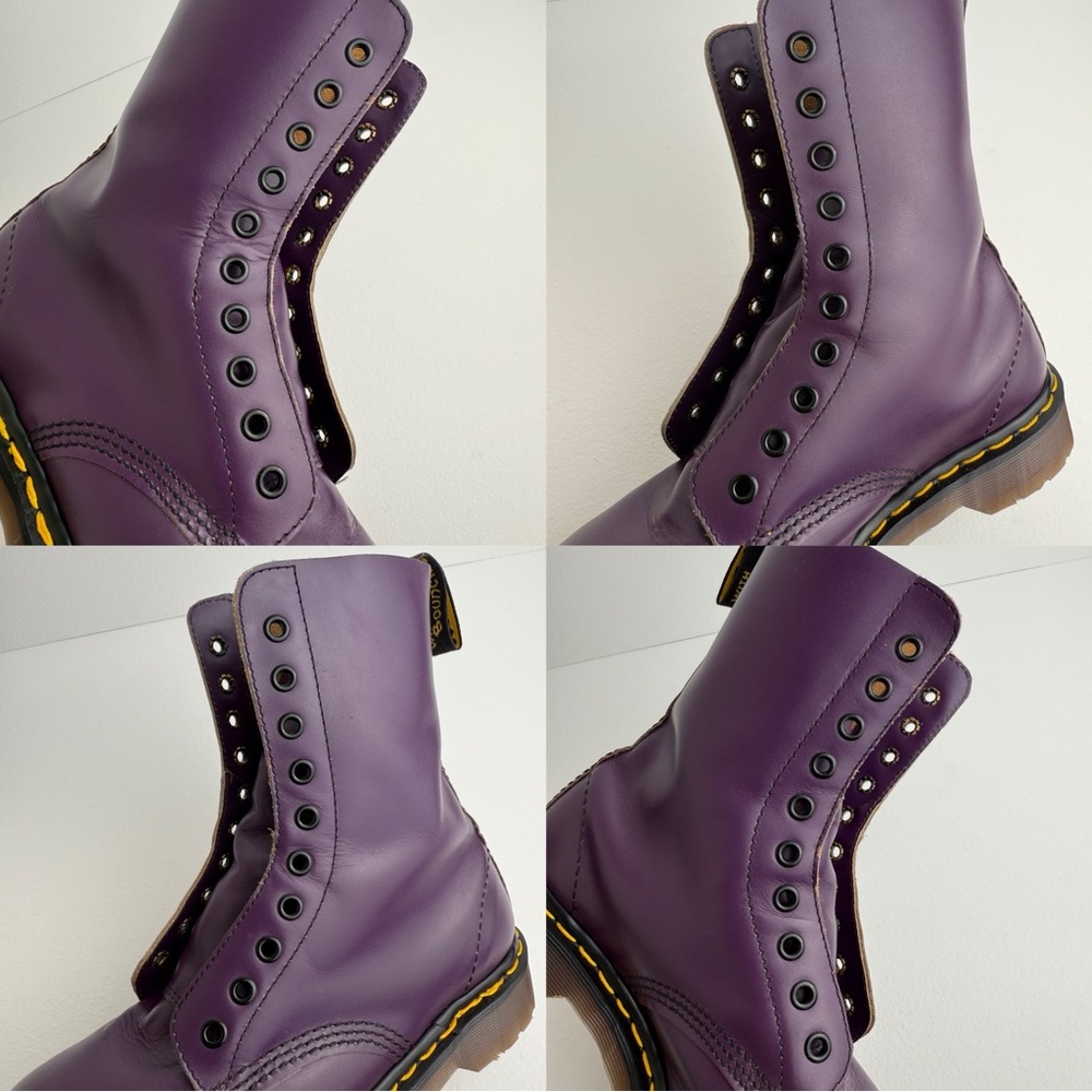 Vintage Dr. Martens England 1919 Purple Leather Steel Toe 10 Eye Boots UK 5 - Picture 16 of 16